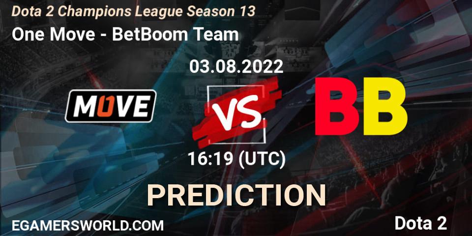One Move - BetBoom Team: прогноз. 03.08.2022 at 15:45, Dota 2, Dota 2 Champions League Season 13