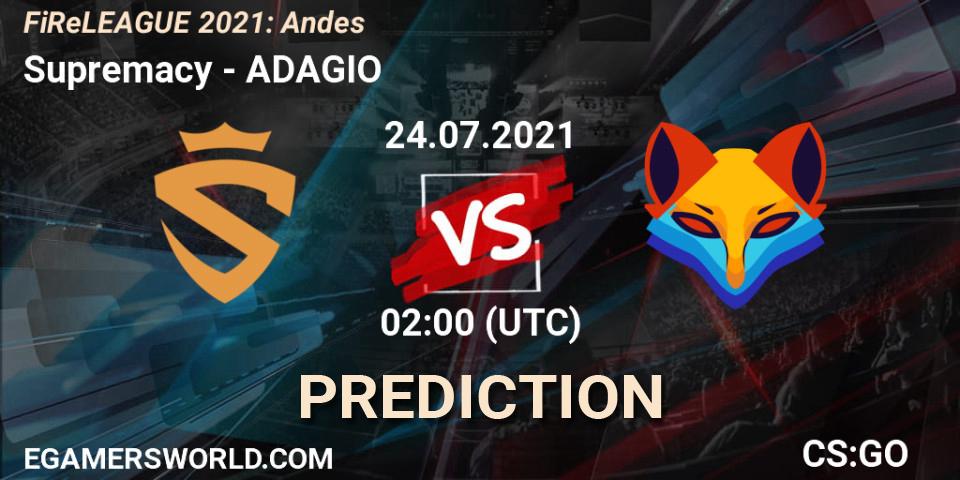 Supremacy - ADAGIO: прогноз. 24.07.2021 at 01:00, Counter-Strike (CS2), FiReLEAGUE 2021: Andes