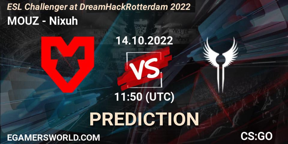 MOUZ - Nixuh: прогноз. 14.10.2022 at 12:45, Counter-Strike (CS2), ESL Challenger at DreamHack Rotterdam 2022