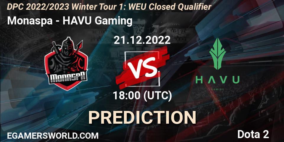 Monaspa - HAVU Gaming: прогноз. 21.12.2022 at 18:22, Dota 2, DPC 2022/2023 Winter Tour 1: WEU Closed Qualifier