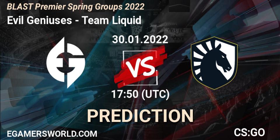 Evil Geniuses - Team Liquid: прогноз. 30.01.2022 at 18:20, Counter-Strike (CS2), BLAST Premier Spring Groups 2022