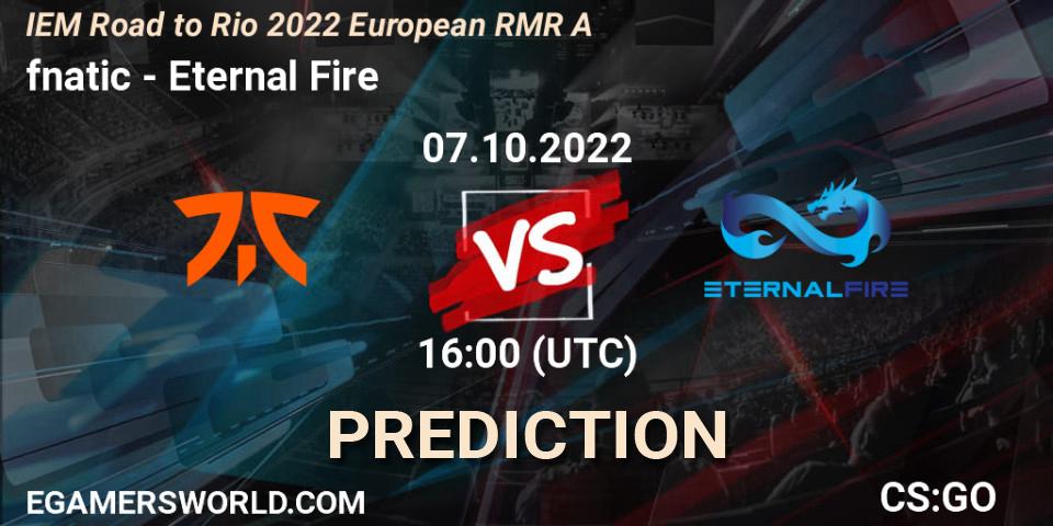 fnatic - Eternal Fire: прогноз. 07.10.2022 at 16:00, Counter-Strike (CS2), IEM Road to Rio 2022 European RMR A