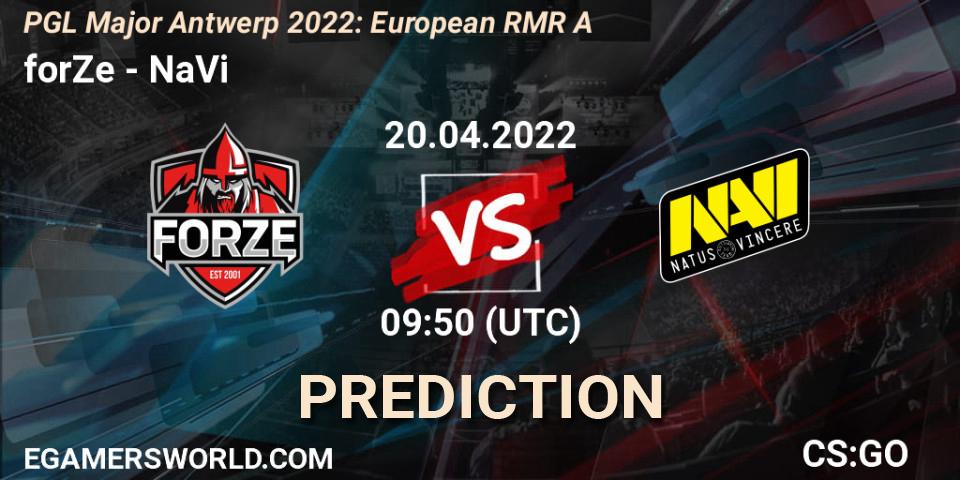 forZe - NaVi: прогноз. 20.04.2022 at 11:00, Counter-Strike (CS2), PGL Major Antwerp 2022: European RMR A