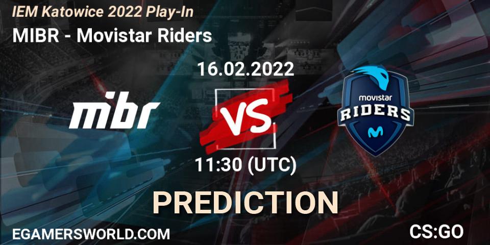 MIBR - Movistar Riders: прогноз. 16.02.2022 at 11:30, Counter-Strike (CS2), IEM Katowice 2022 Play-In