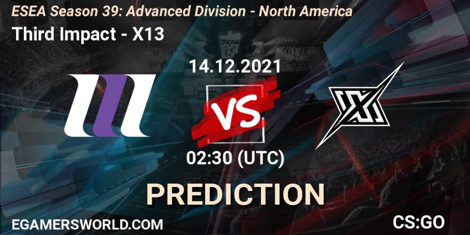 Third Impact - X13: прогноз. 14.12.2021 at 01:00, Counter-Strike (CS2), ESEA Season 39: Advanced Division - North America
