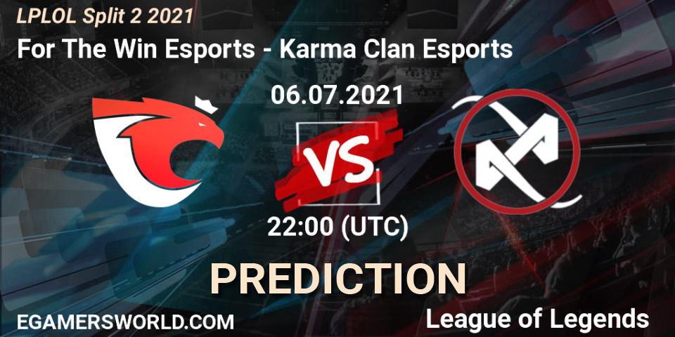 For The Win Esports - Karma Clan Esports: прогноз. 06.07.2021 at 22:00, LoL, LPLOL Split 2 2021