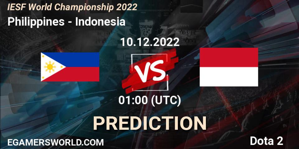 Philippines - Indonesia: прогноз. 10.12.22, Dota 2, IESF World Championship 2022 