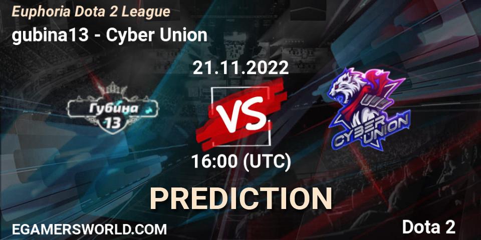 gubina13 - Cyber Union: прогноз. 21.11.2022 at 16:16, Dota 2, Euphoria Dota 2 League