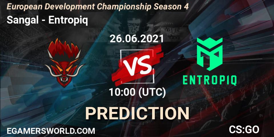 Sangal - Entropiq: прогноз. 26.06.2021 at 10:00, Counter-Strike (CS2), European Development Championship Season 4