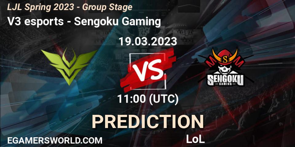 V3 esports - Sengoku Gaming: прогноз. 19.03.2023 at 11:00, LoL, LJL Spring 2023 - Group Stage