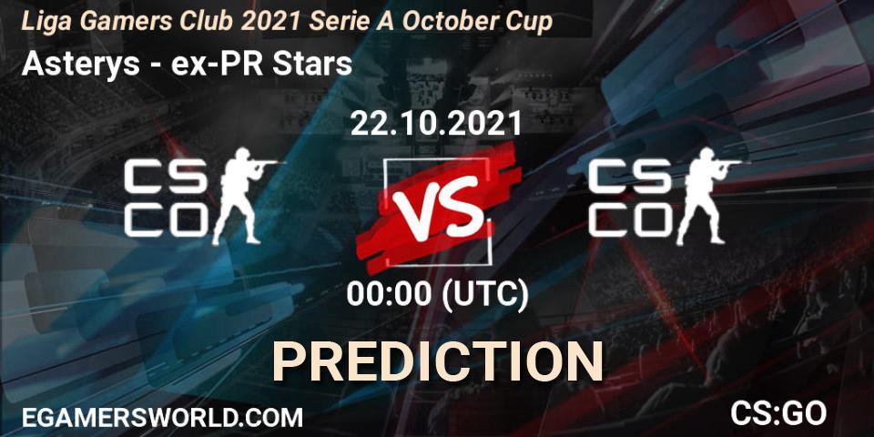 Asterys - ex-PR Stars: прогноз. 22.10.2021 at 00:10, Counter-Strike (CS2), Liga Gamers Club 2021 Serie A October Cup