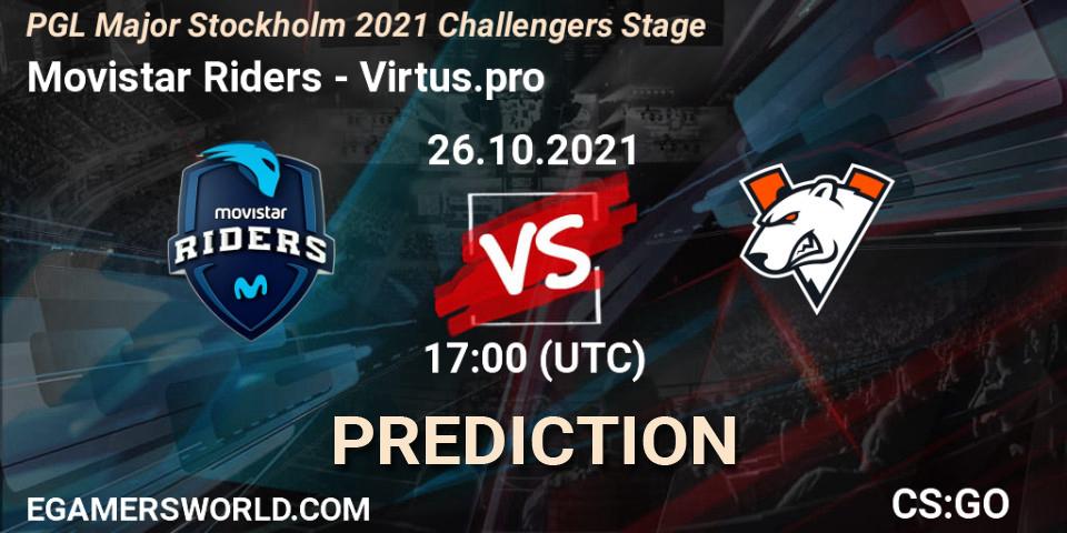 Movistar Riders - Virtus.pro: прогноз. 26.10.2021 at 18:25, Counter-Strike (CS2), PGL Major Stockholm 2021 Challengers Stage