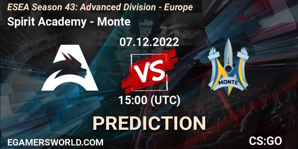 Spirit Academy - Monte: прогноз. 07.12.22, CS2 (CS:GO), ESEA Season 43: Advanced Division - Europe