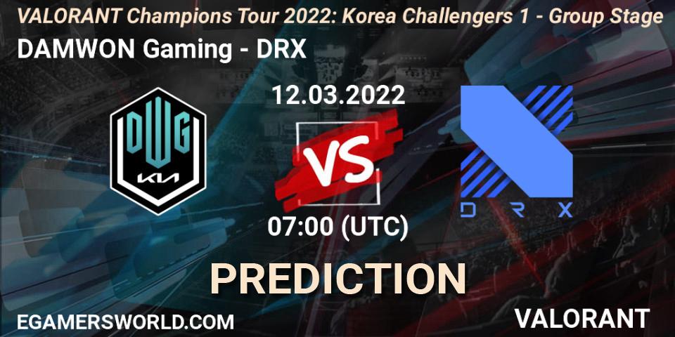 DAMWON Gaming - DRX: прогноз. 12.03.2022 at 07:00, VALORANT, VCT 2022: Korea Challengers 1 - Group Stage
