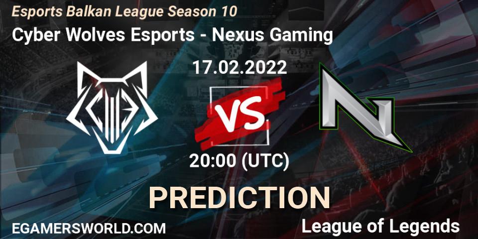 Cyber Wolves Esports - Nexus Gaming: прогноз. 17.02.2022 at 20:00, LoL, Esports Balkan League Season 10