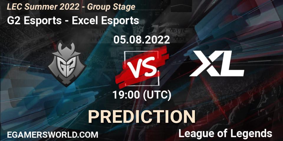 G2 Esports - Excel Esports: прогноз. 05.08.2022 at 20:00, LoL, LEC Summer 2022 - Group Stage