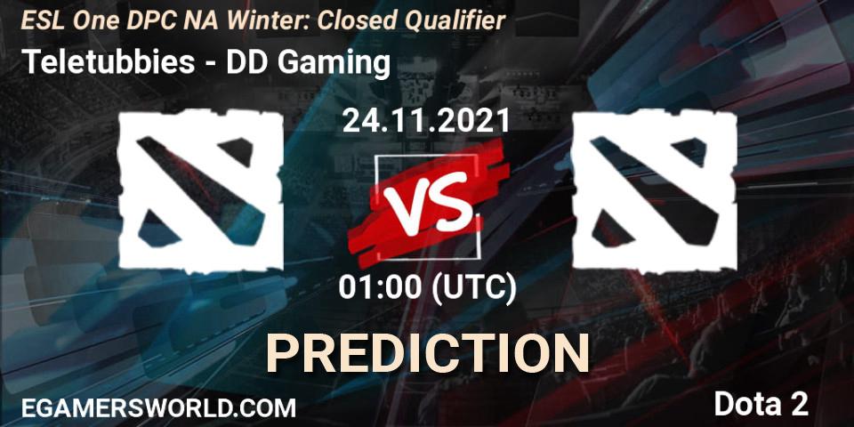 Teletubbies - DD Gaming: прогноз. 25.11.2021 at 01:00, Dota 2, DPC 2022 Season 1: North America - Closed Qualifier (ESL One Winter 2021)