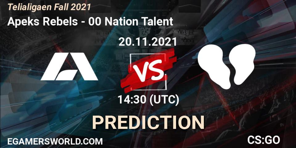 Apeks Rebels - 00 Nation Talent: прогноз. 20.11.2021 at 14:30, Counter-Strike (CS2), Telialigaen Fall 2021