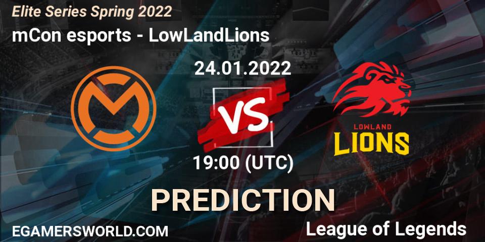 mCon esports - LowLandLions: прогноз. 24.01.2022 at 19:00, LoL, Elite Series Spring 2022