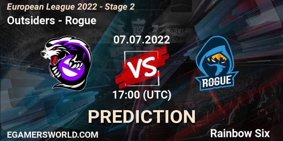 Outsiders - Rogue: прогноз. 07.07.2022 at 17:00, Rainbow Six, European League 2022 - Stage 2