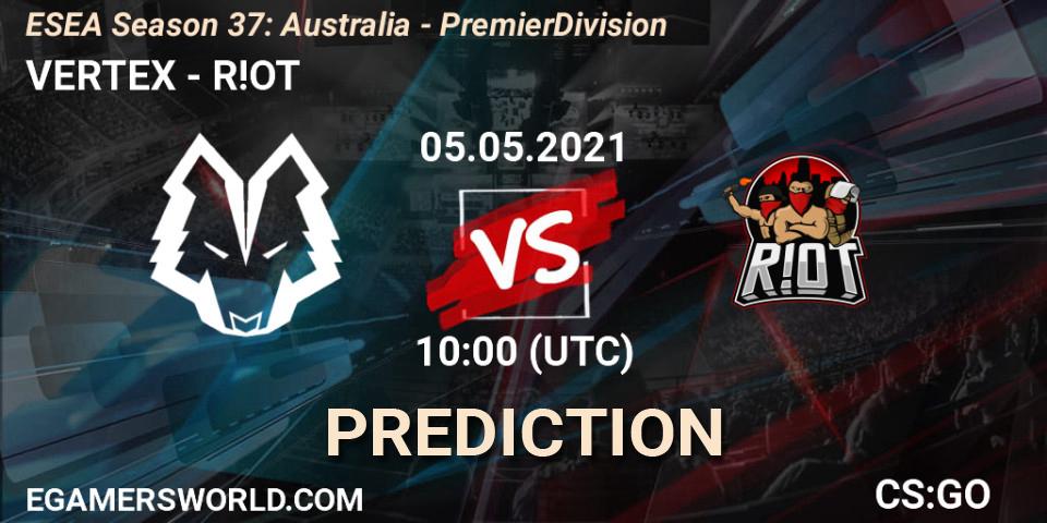 VERTEX - R!OT: прогноз. 13.05.2021 at 10:00, Counter-Strike (CS2), ESEA Season 37: Australia - Premier Division