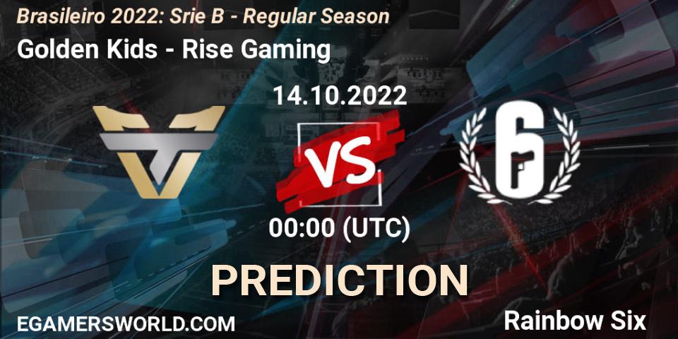 Golden Kids - Rise Gaming: прогноз. 14.10.2022 at 00:00, Rainbow Six, Brasileirão 2022: Série B - Regular Season