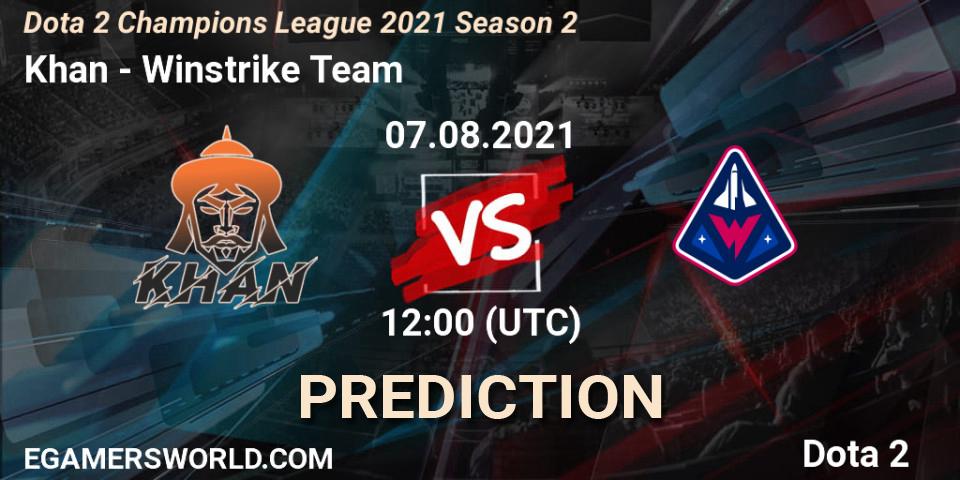 Khan - Winstrike Team: прогноз. 09.08.2021 at 12:10, Dota 2, Dota 2 Champions League 2021 Season 2