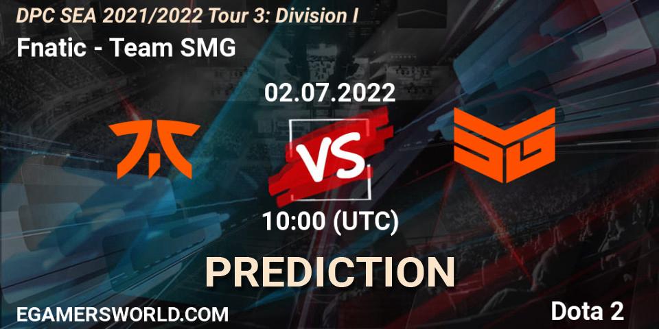 Fnatic - Team SMG: прогноз. 02.07.2022 at 10:00, Dota 2, DPC SEA 2021/2022 Tour 3: Division I