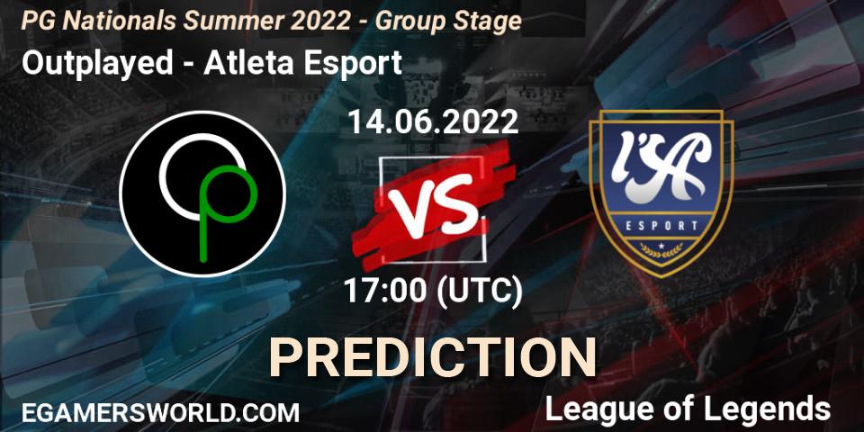 Outplayed - Atleta Esport: прогноз. 14.06.2022 at 19:50, LoL, PG Nationals Summer 2022 - Group Stage