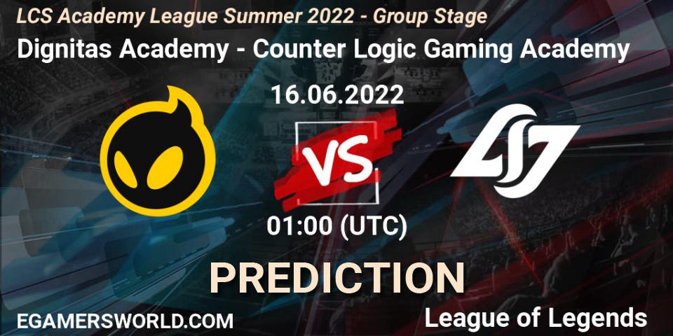 Dignitas Academy - Counter Logic Gaming Academy: прогноз. 16.06.2022 at 00:00, LoL, LCS Academy League Summer 2022 - Group Stage