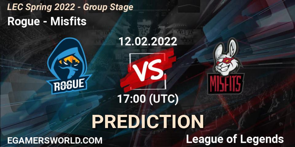 Rogue - Misfits: прогноз. 12.02.2022 at 18:00, LoL, LEC Spring 2022 - Group Stage