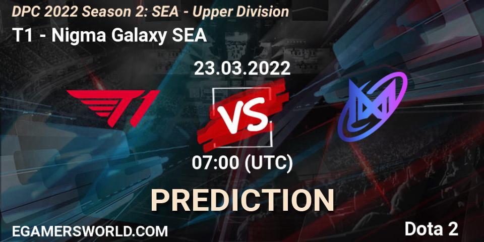 T1 - Nigma Galaxy SEA: прогноз. 23.03.2022 at 07:16, Dota 2, DPC 2021/2022 Tour 2 (Season 2): SEA Division I (Upper)