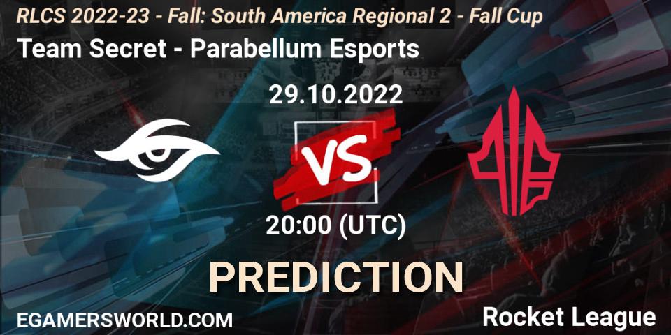Team Secret - Parabellum Esports: прогноз. 29.10.2022 at 20:00, Rocket League, RLCS 2022-23 - Fall: South America Regional 2 - Fall Cup