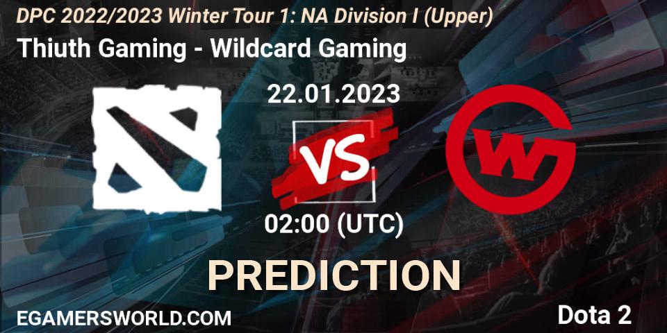 Thiuth Gaming - Wildcard Gaming: прогноз. 22.01.2023 at 02:03, Dota 2, DPC 2022/2023 Winter Tour 1: NA Division I (Upper)