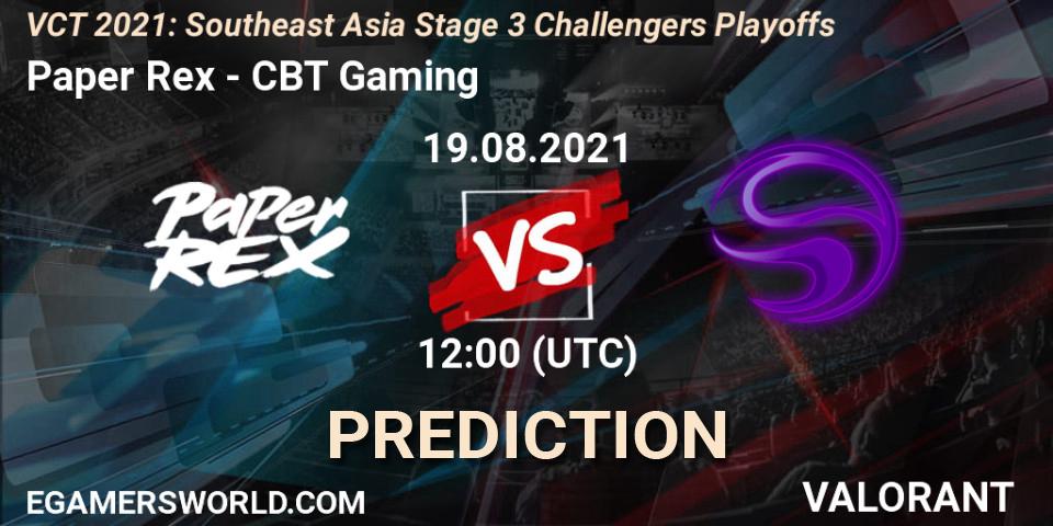 Paper Rex - CBT Gaming: прогноз. 19.08.2021 at 10:45, VALORANT, VCT 2021: Southeast Asia Stage 3 Challengers Playoffs