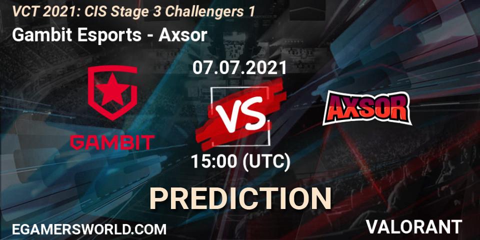 Gambit Esports - Axsor: прогноз. 07.07.2021 at 15:00, VALORANT, VCT 2021: CIS Stage 3 Challengers 1