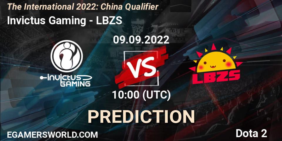 Invictus Gaming - LBZS: прогноз. 09.09.2022 at 08:57, Dota 2, The International 2022: China Qualifier