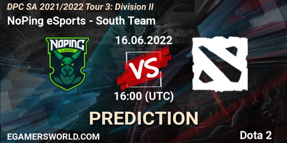 NoPing eSports - South Team: прогноз. 16.06.2022 at 16:10, Dota 2, DPC SA 2021/2022 Tour 3: Division II