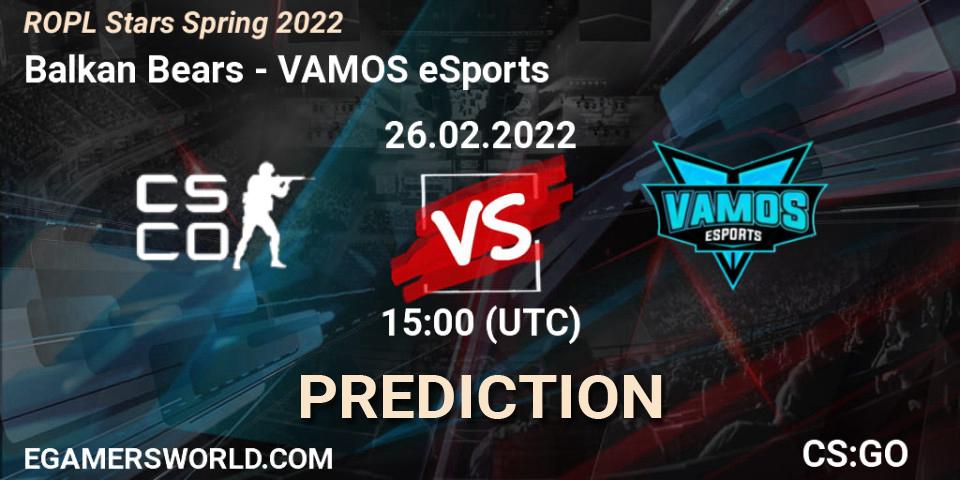 Balkan Bears - VAMOS eSports: прогноз. 26.02.2022 at 15:00, Counter-Strike (CS2), ROPL Stars Spring 2022