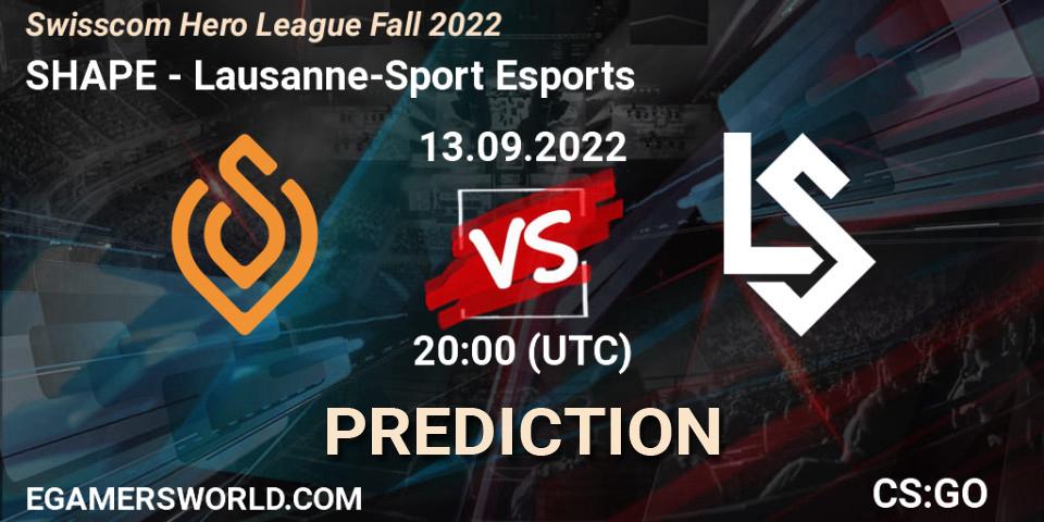 SHAPE - Lausanne-Sport Esports: прогноз. 13.09.2022 at 20:00, Counter-Strike (CS2), Swisscom Hero League Fall 2022