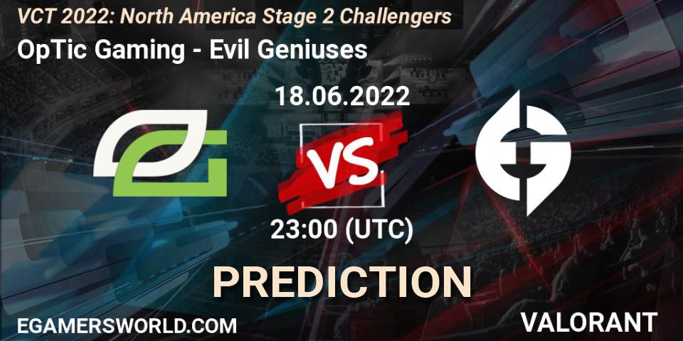 OpTic Gaming - Evil Geniuses: прогноз. 18.06.22, VALORANT, VCT 2022: North America Stage 2 Challengers