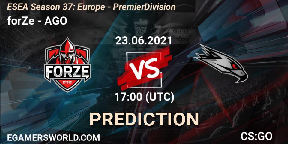 forZe - AGO: прогноз. 23.06.2021 at 17:00, Counter-Strike (CS2), ESEA Season 37: Europe - Premier Division