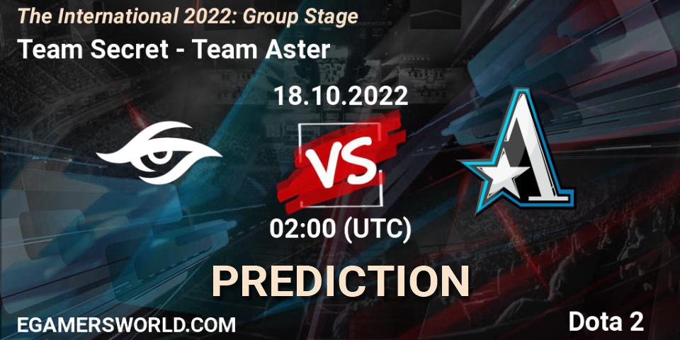 Team Secret - Team Aster: прогноз. 18.10.2022 at 02:04, Dota 2, The International 2022: Group Stage