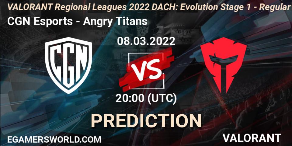 CGN Esports - Angry Titans: прогноз. 08.03.2022 at 20:00, VALORANT, VALORANT Regional Leagues 2022 DACH: Evolution Stage 1 - Regular Season