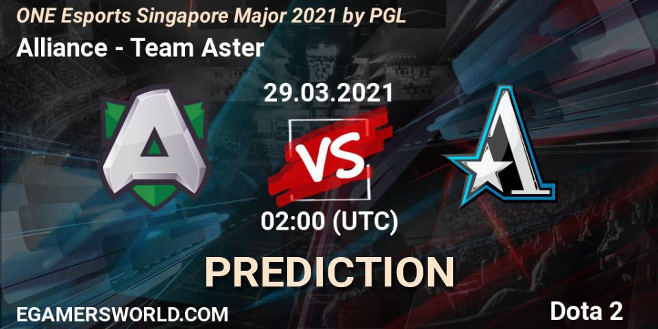 Alliance - Team Aster: прогноз. 29.03.2021 at 02:04, Dota 2, ONE Esports Singapore Major 2021