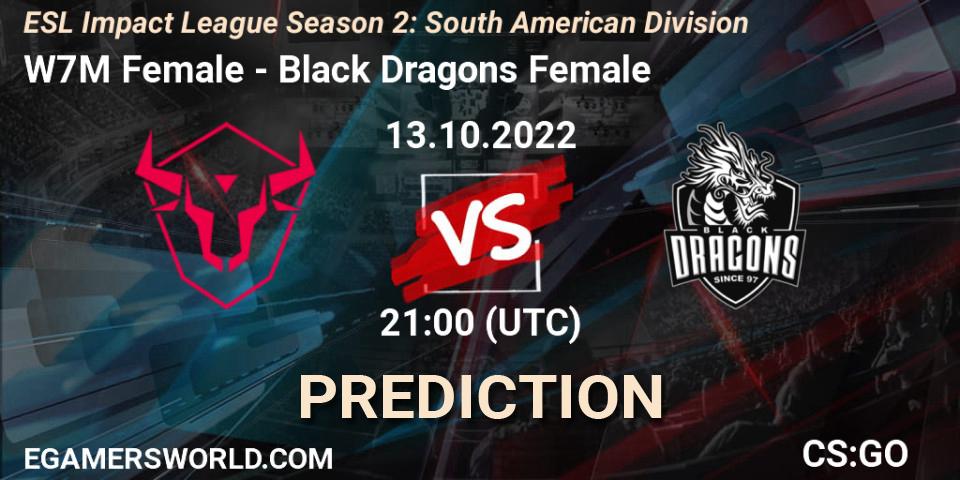 W7M Female - Black Dragons Female: прогноз. 13.10.2022 at 21:00, Counter-Strike (CS2), ESL Impact League Season 2: South American Division