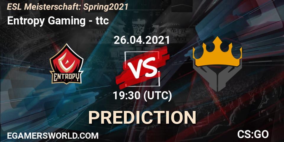Entropy Gaming - ttc: прогноз. 26.04.2021 at 19:30, Counter-Strike (CS2), ESL Meisterschaft: Spring 2021