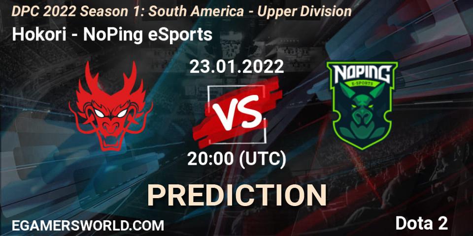 Hokori - NoPing eSports: прогноз. 23.01.2022 at 20:03, Dota 2, DPC 2022 Season 1: South America - Upper Division