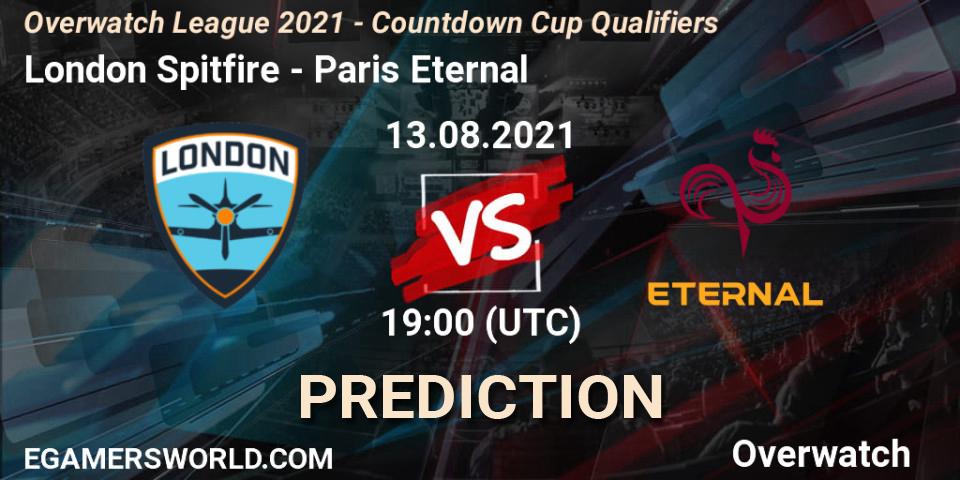 London Spitfire - Paris Eternal: прогноз. 13.08.2021 at 19:00, Overwatch, Overwatch League 2021 - Countdown Cup Qualifiers