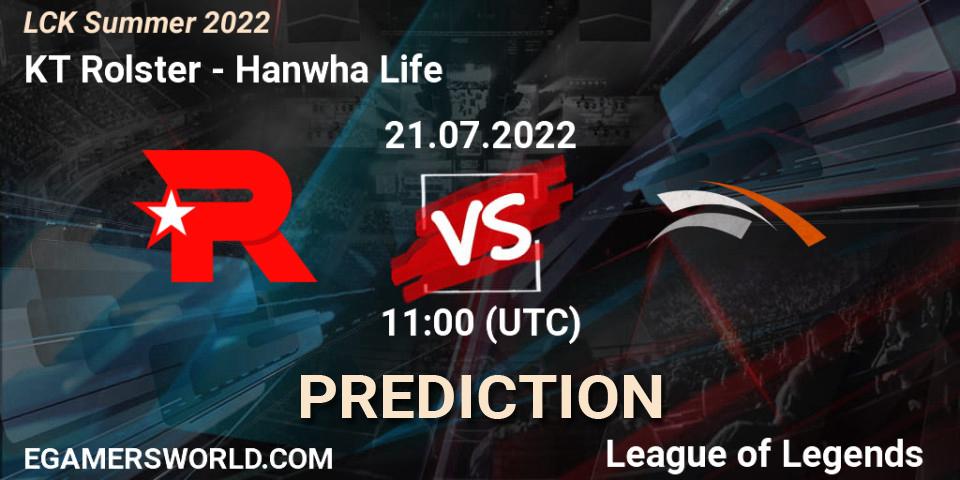 KT Rolster - Hanwha Life: прогноз. 21.07.2022 at 11:00, LoL, LCK Summer 2022